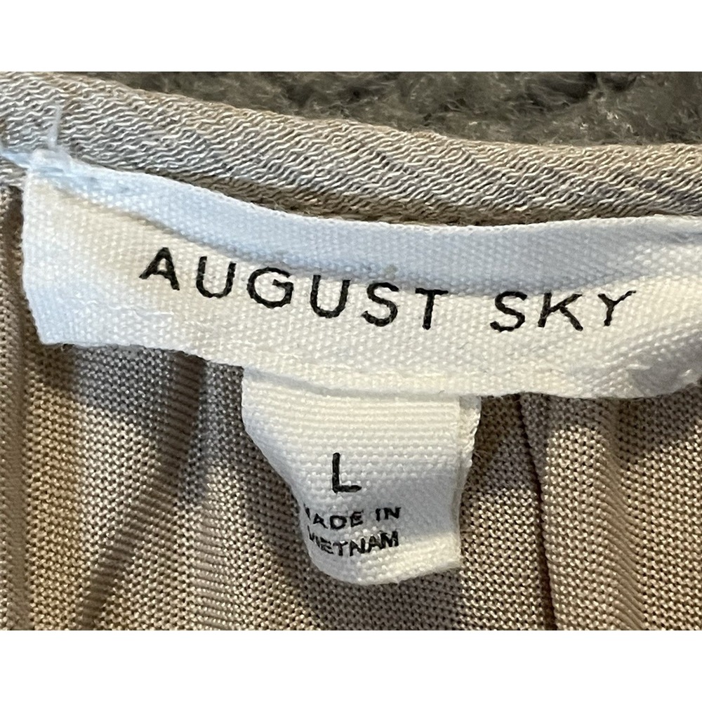 Anthropologie August Sky Tiered Dress Sz L Midi Beige Crinkly Boho Peasant - Picture 8 of 13